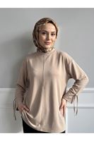 Kol Biye Detay Pike Tunik-Bej