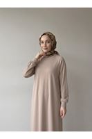 Reglan Kol Pike Elbise-Bej