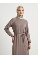 Reglan Kol Pike Elbise-Açık Kahve