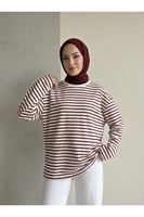 Çizgili Oysh Tunik-Bordo