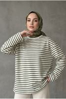 Çizgili Oysh Tunik-Haki