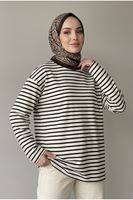 Çizgili Oysh Tunik-Kahve