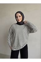 Çizgili Oysh Tunik-Siyah