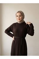Reglan Kol Triko Elbise-Kahve