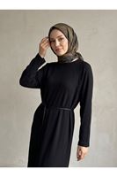 Reglan Kol Triko Elbise-Siyah
